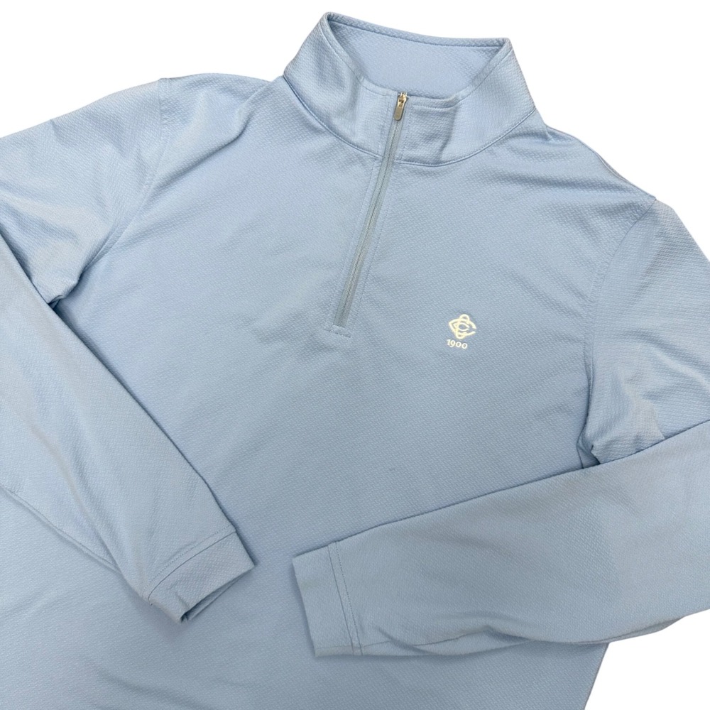 Peter Millar Perth Cross Hatch 1/4 Zip Pullover Men Medium Blue CC of Charleston
